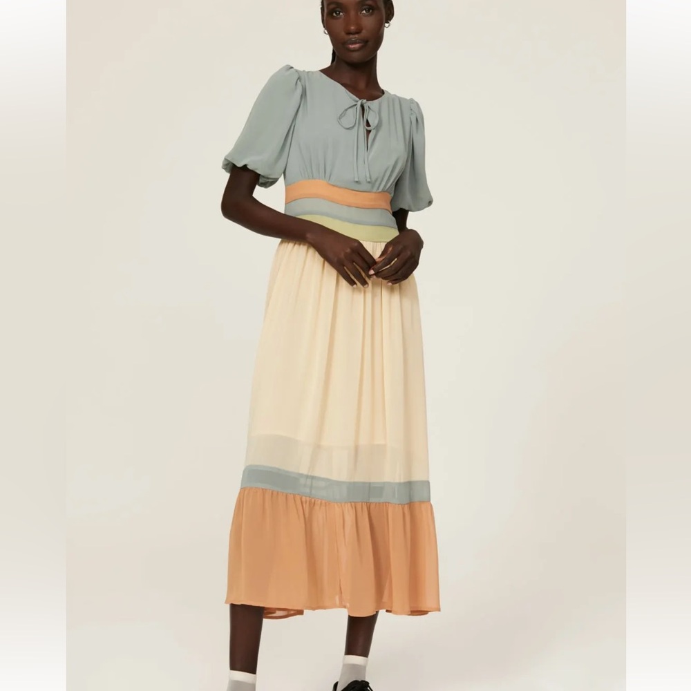 Pamela Love Multicolored Colorblock Midi Dress